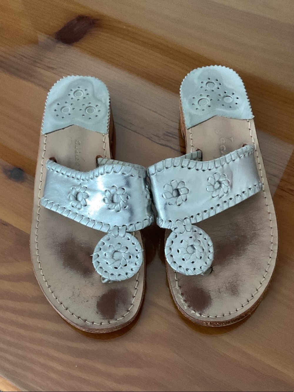 Jack Rogers silver Leather Thong Sandals